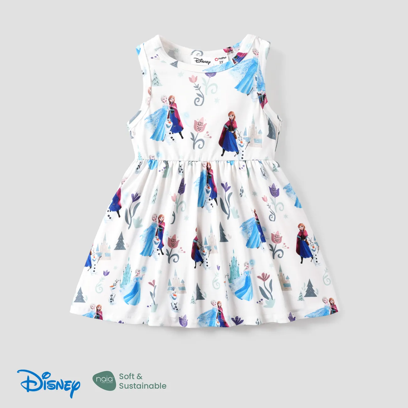 Disney Frozen Criança Menina Mangas franzidas Infantil Vestidos Branco big image 1