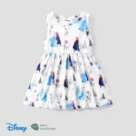 Disney Frozen Elsa & Anna 1pc Naia™ Character Print Ruffled/Sleeveless Dress White