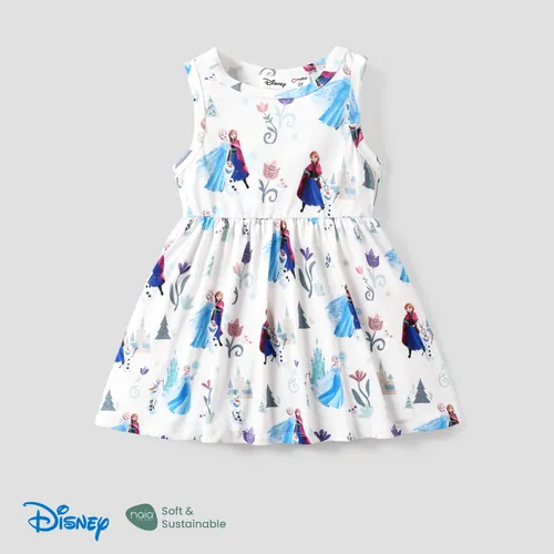 迪士尼冰雪奇緣艾爾莎和安娜 1 件 Naia™ 角色印花荷葉邊/無袖連衣裙