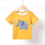 Baby Boy Childlike Animal Print Short Sleeve Tee  Yellow