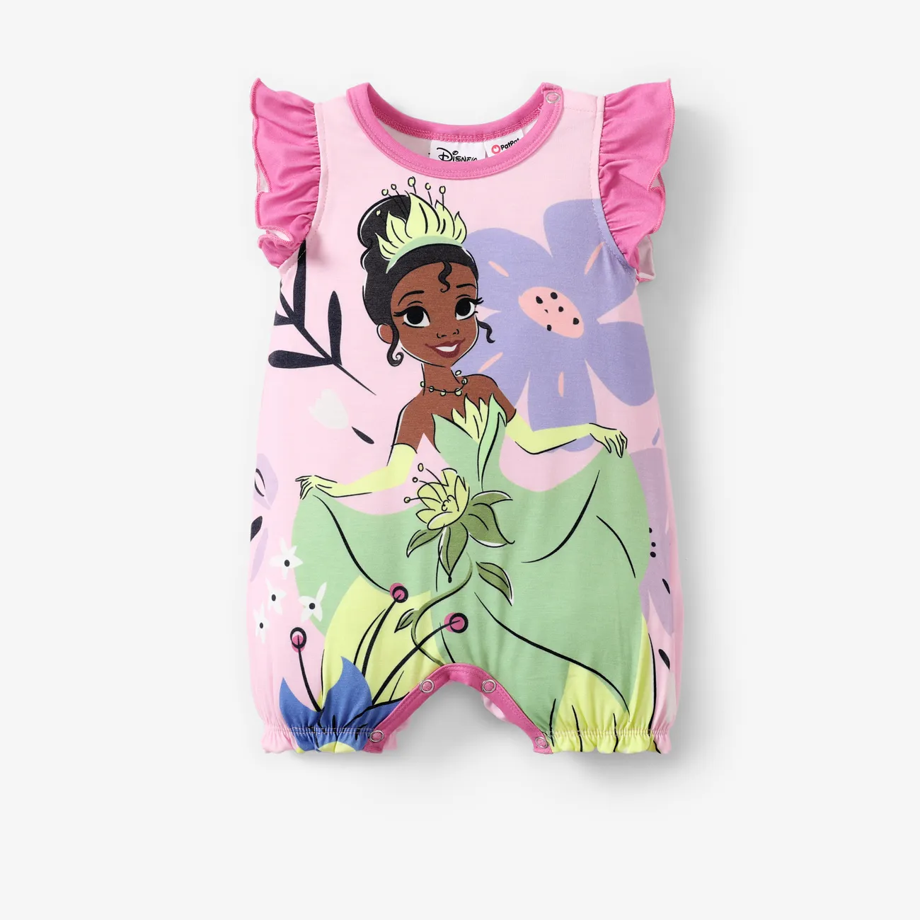 Disney Princess Ariel/Belle/Snow White 1pc Baby Girls Naia™ Floral Ruffled-Sleeve Bodysuit
 Pink big image 1