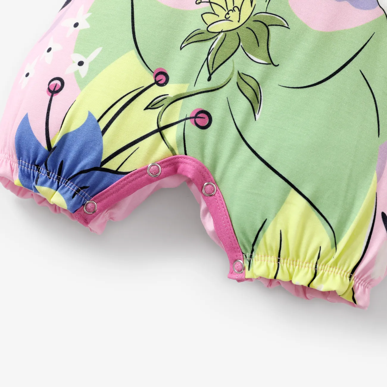 Disney Princess Ariel/Belle/Snow White 1pc Baby Girls Naia™ Floral Ruffled-Sleeve Bodysuit
 Pink big image 1