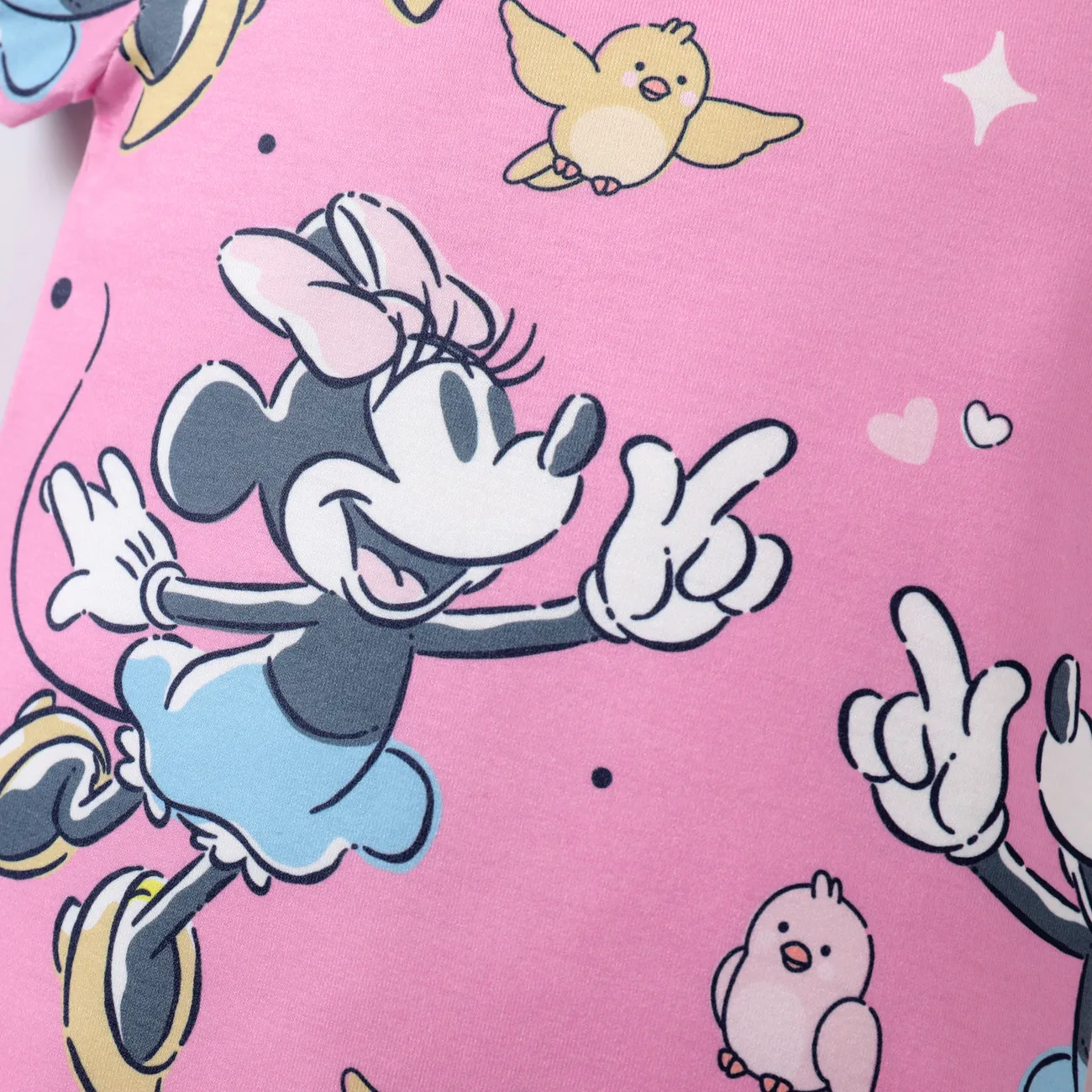Disney Mickey and Friends 1pc Baby Girls/Boys Naia™ Character All-Over Print with Short Sleeve Jumpsuit Pink big image 1
