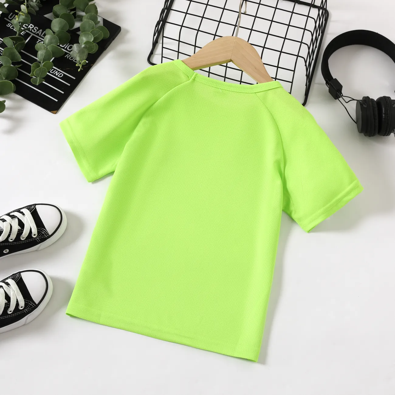 kid Boy Sporty Quick-Dry  Solid Sleeveless Top/T-shirt Green big image 1