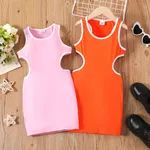 Chicos Chica Costura de tela Color liso Vestidos Naranja