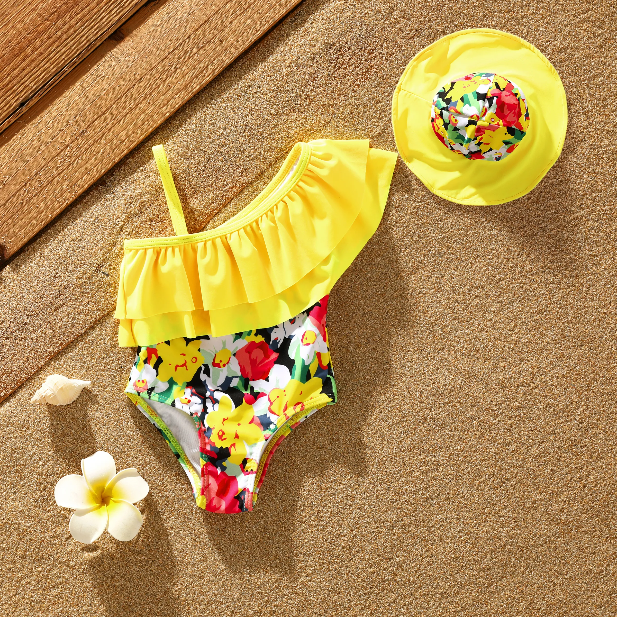 Baby Girl Sweet Tropical Ruffle Swimsuit