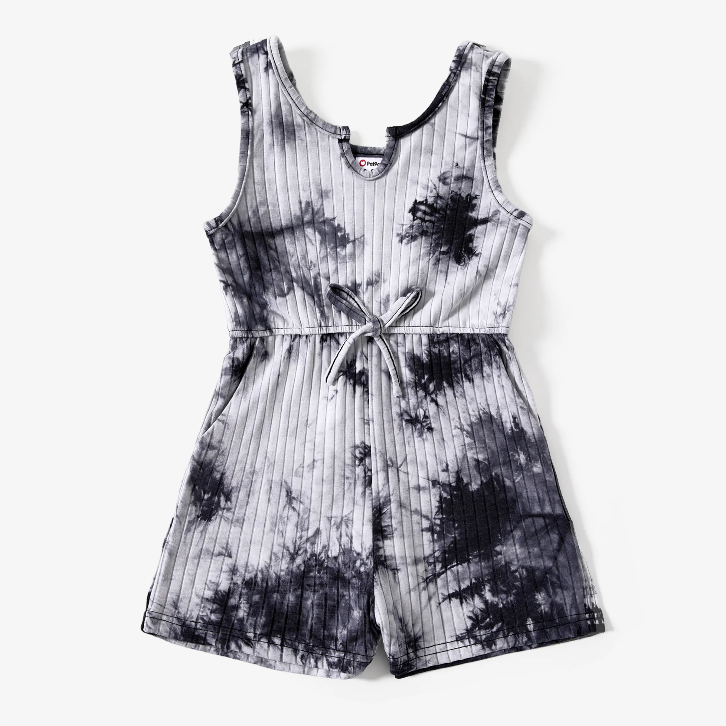 

Mommy and Me Black and white Tie-dyed Drawstring Romper