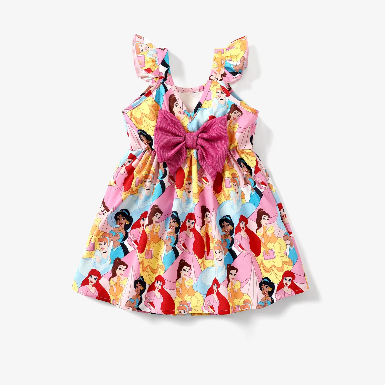 Disney Princess 1pc Toddler Girls All Princess Character Print Ruffled-Sleeve with Bowknot Dress

 Roseo big image 1