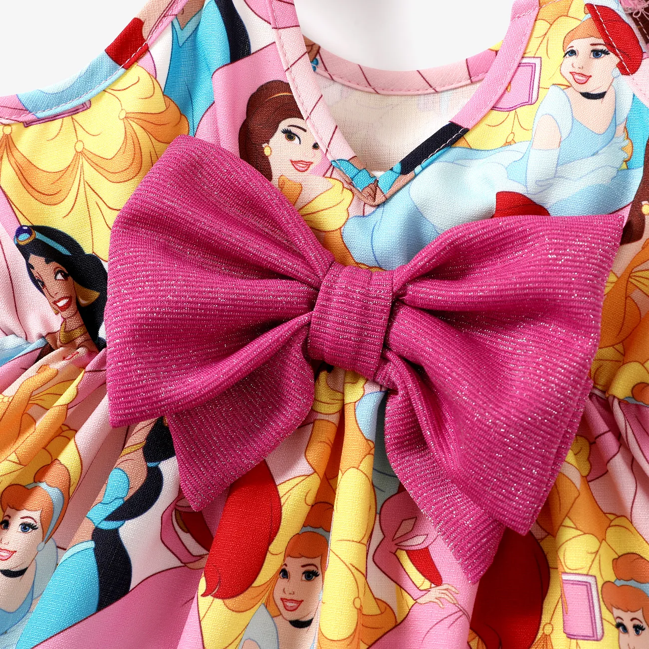 Disney Princess 1pc Toddler Girls All Princess Character Print Ruffled-Sleeve with Bowknot Dress

 Roseo big image 1