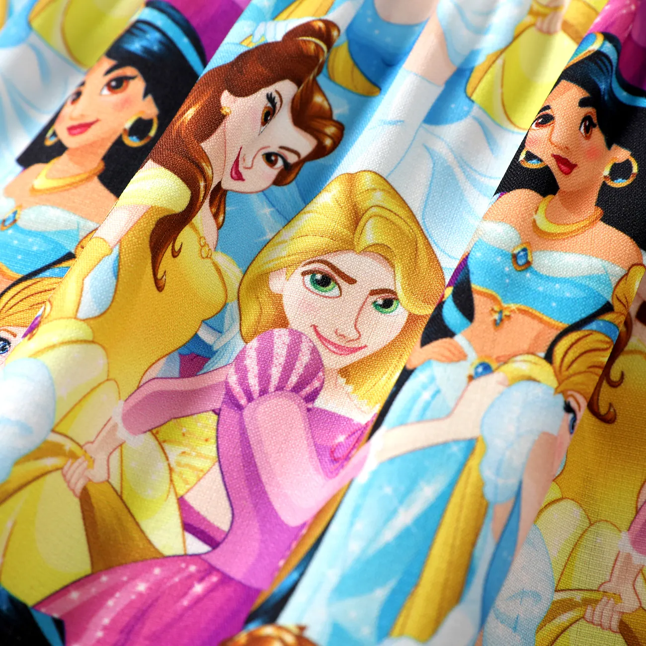 Disney Princess 1pc Toddler Girls All Princess Character Print Ruffled-Sleeve with Bowknot Dress

 Multi-color big image 1