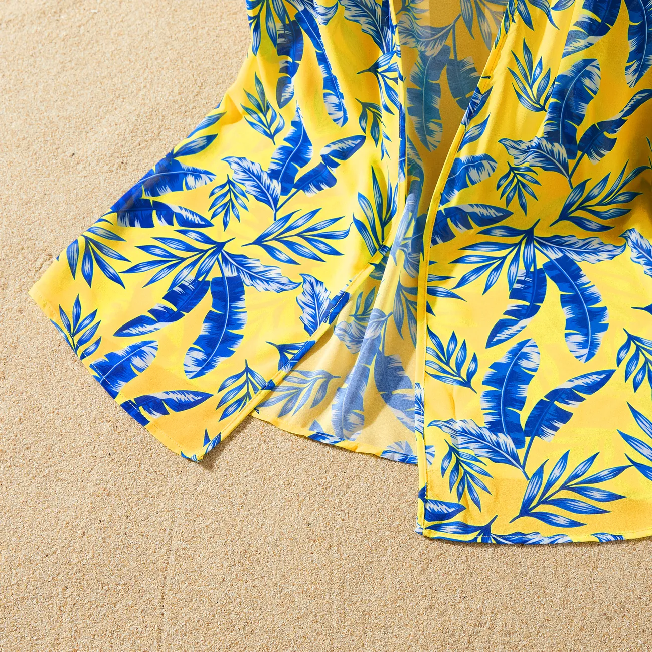 Familien-Looks Tropische Pflanzen und Blumen Familien-Outfits Badeanzüge gelb big image 1