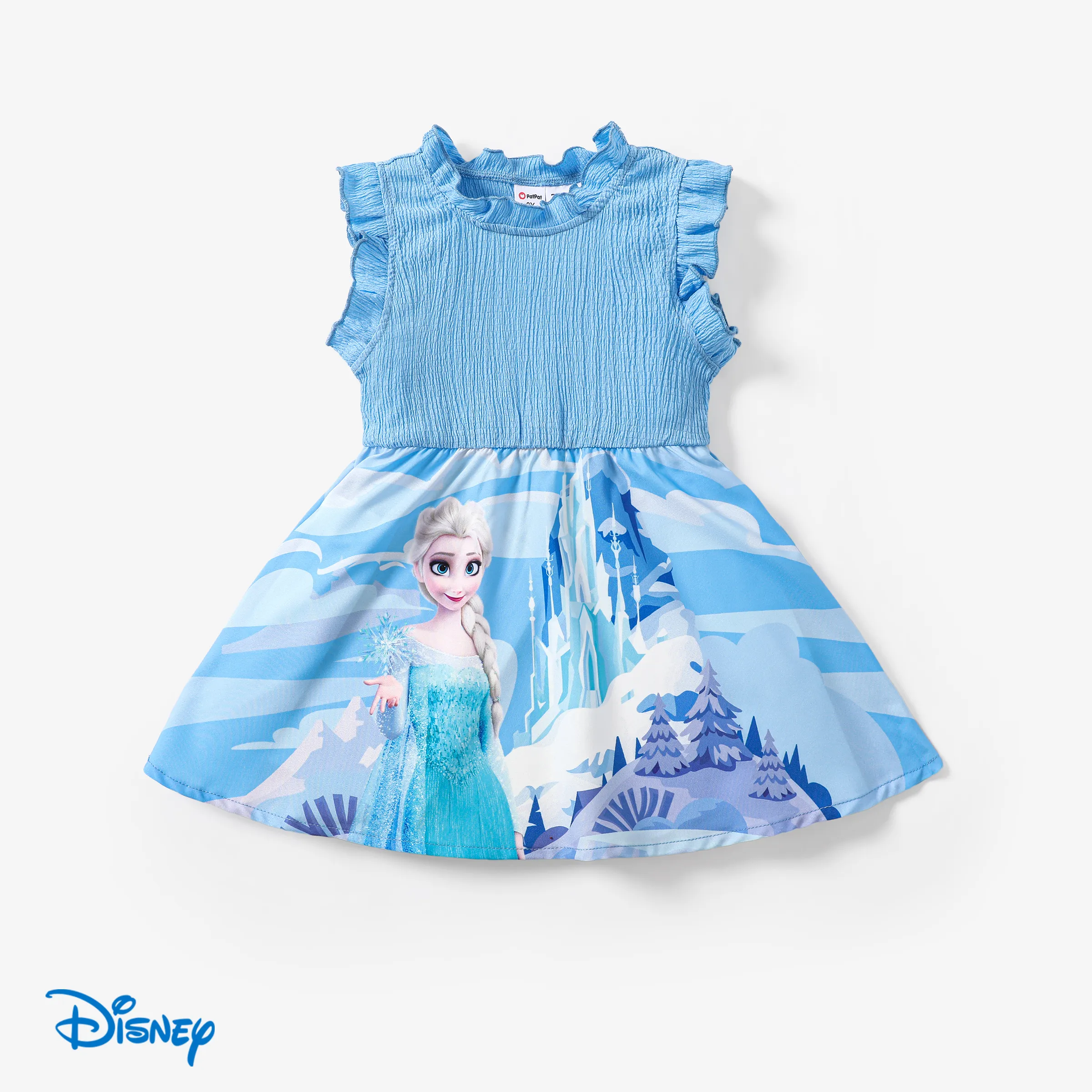 迪士尼冰雪奇緣艾爾莎 1 件件幼兒女孩角色印花荷葉邊連衣裙