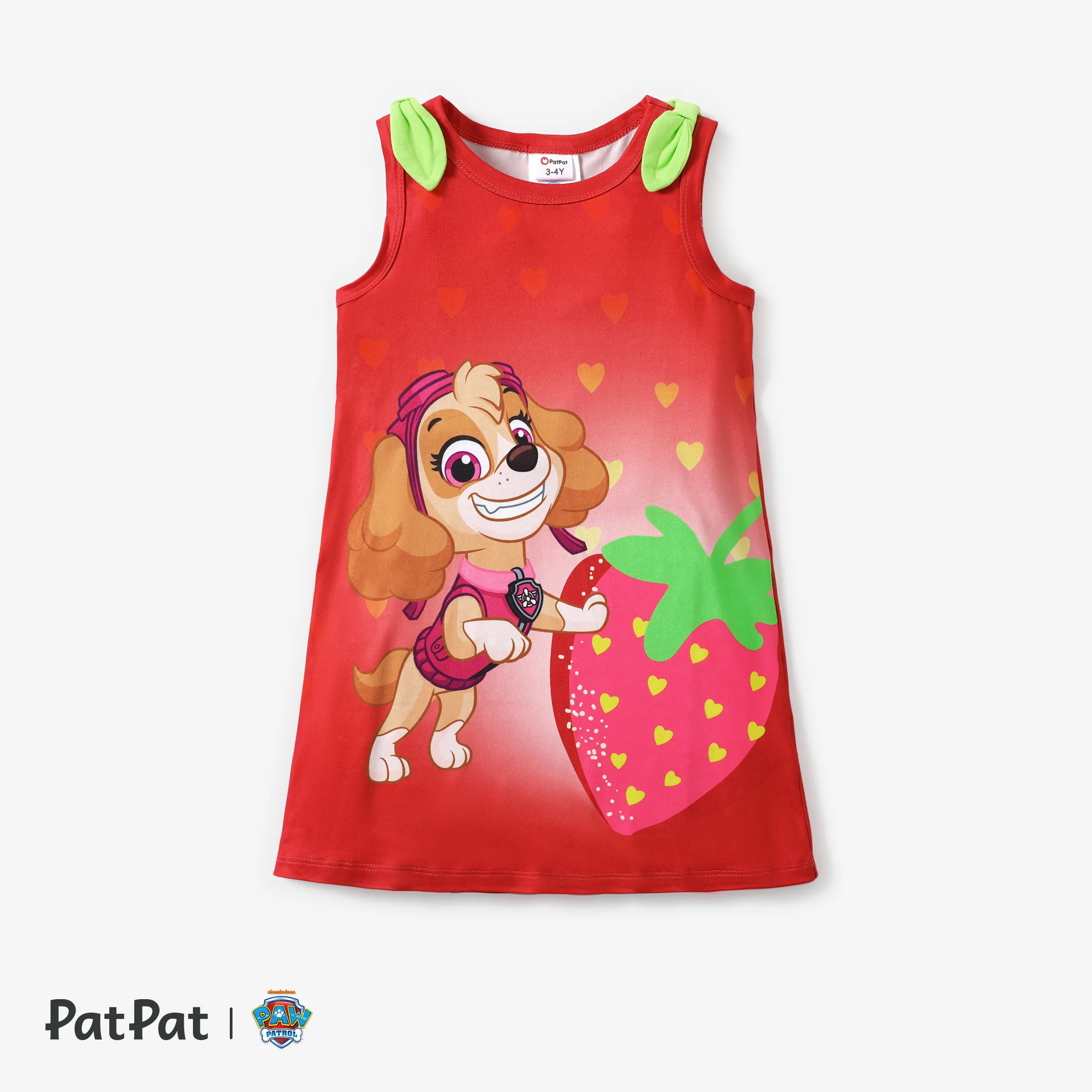PAW Patrol 1pc Toddler Girls Character Print with Strawberry Bowknot Sleeve Dress