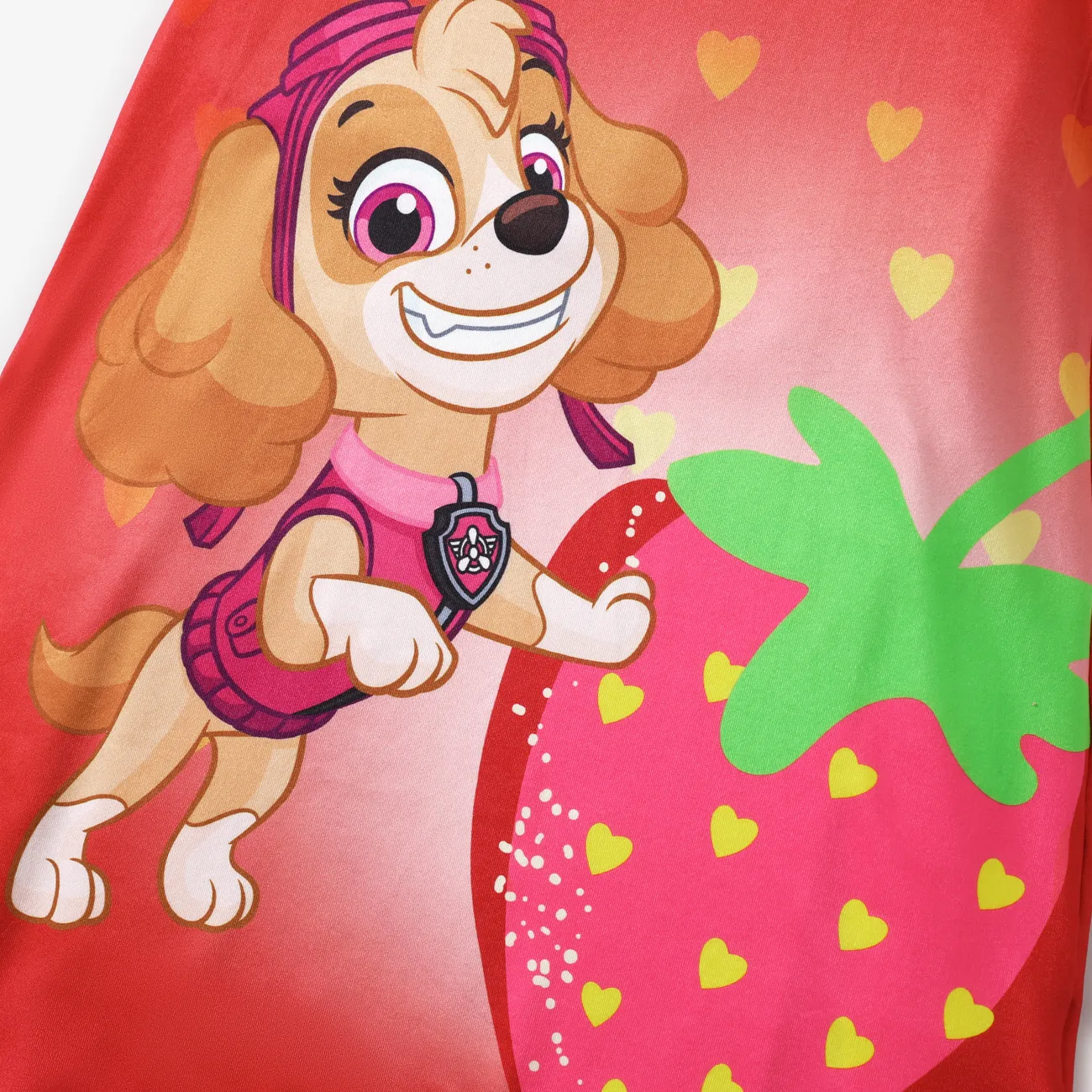 PAW Patrol 1pc Toddler Girls Character Print with Strawberry Bowknot Sleeve Dress
 Red big image 1