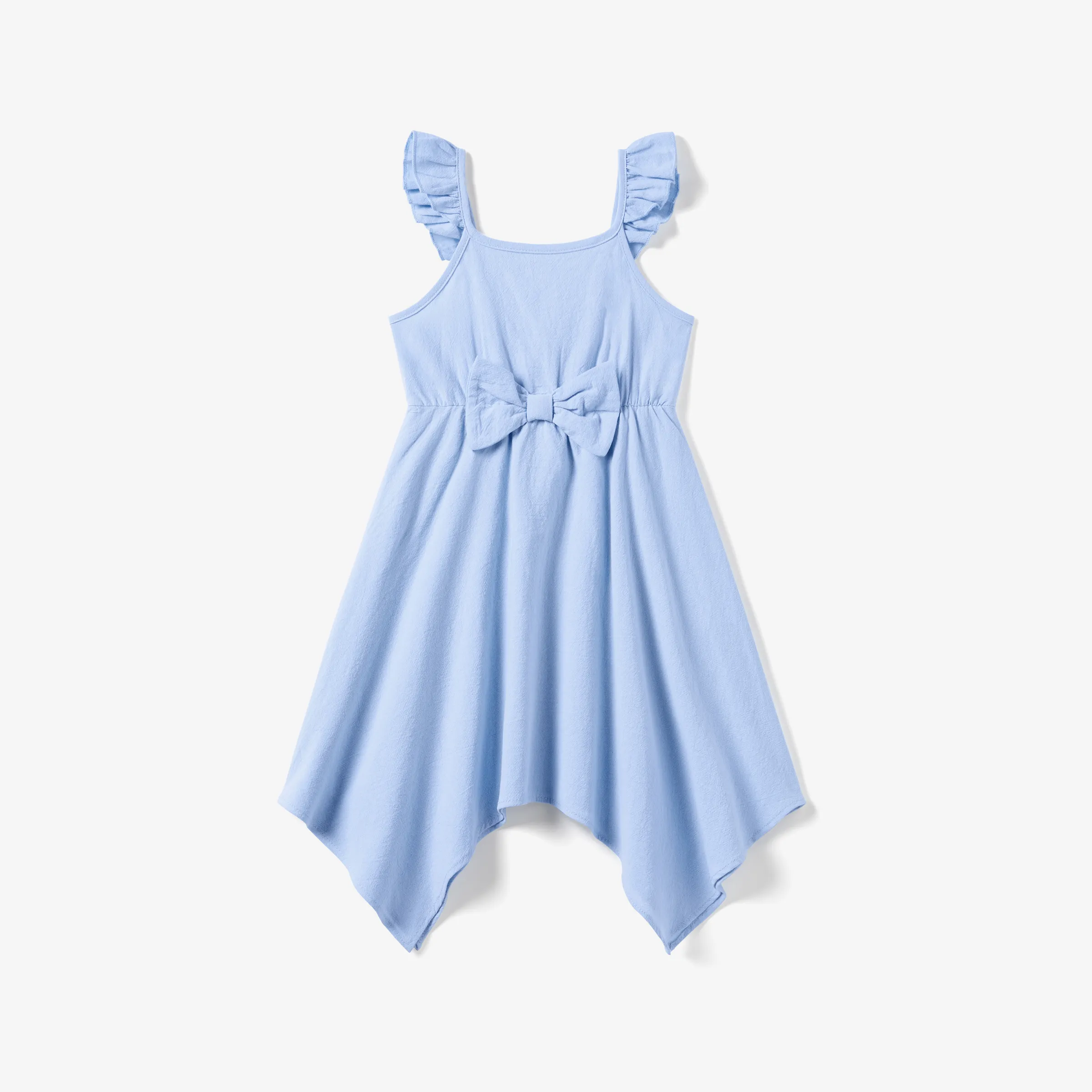 

Family Matching Sets Blue Floral Beach Shirt or Irregular Hem Flowy Strap Dress