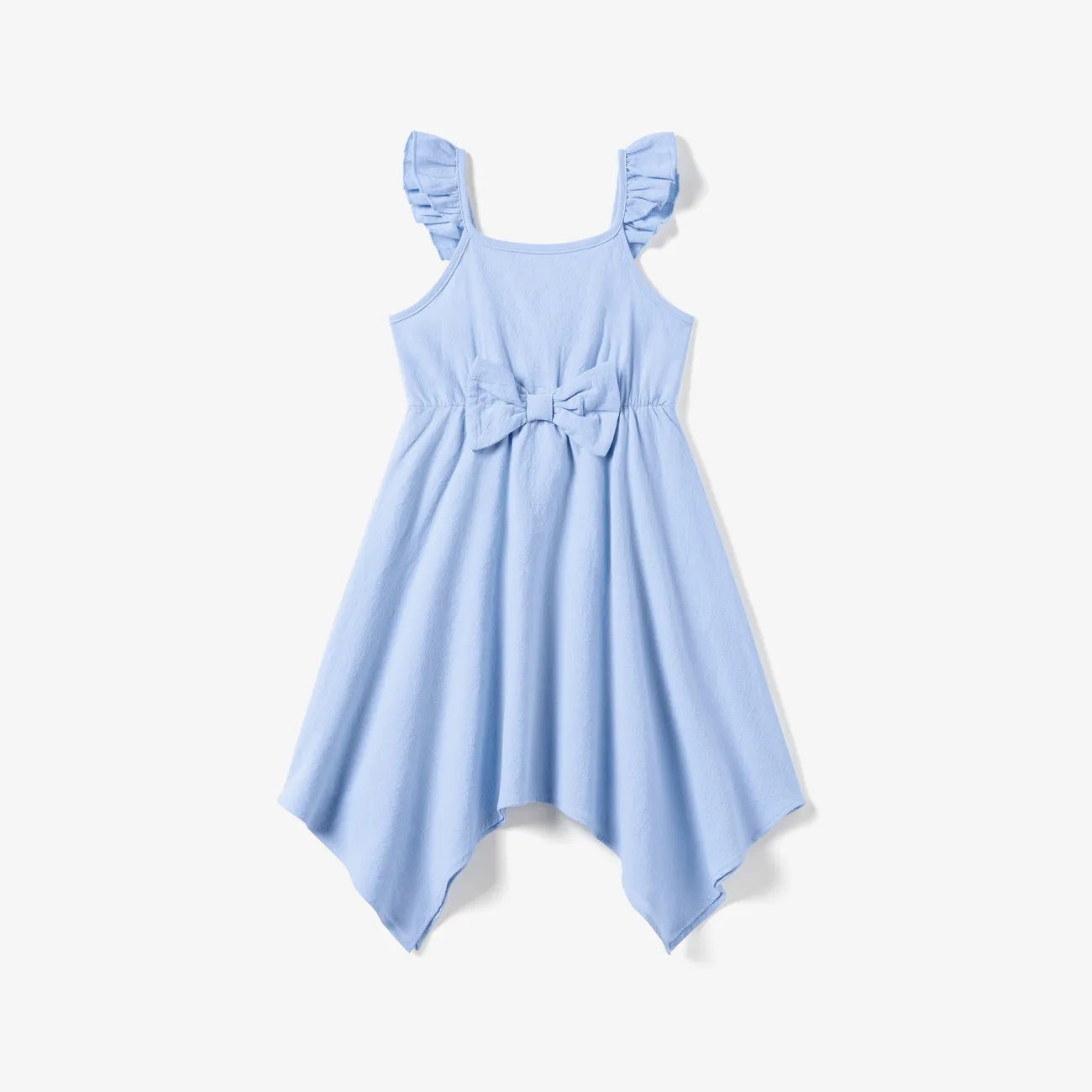Family Matching Sets Blue Floral Beach Shirt or Irregular Hem Flowy Strap Dress  Blue big image 1