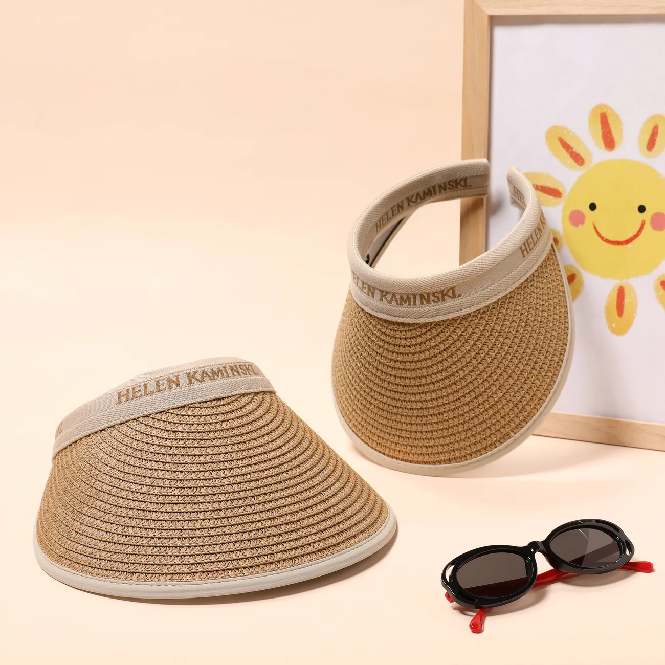 الصيف الوالدين والطفل الطبعة الشمس واقية من قبعة القش  قهوة big image 1