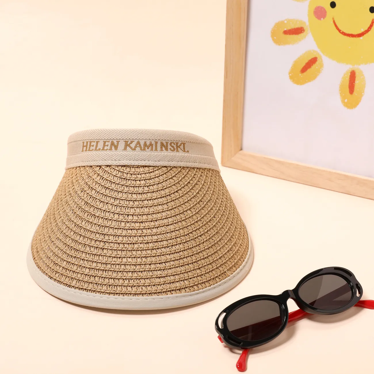 Sombrero de paja a prueba de sol Summer Parent-Child Edition  Café big image 1
