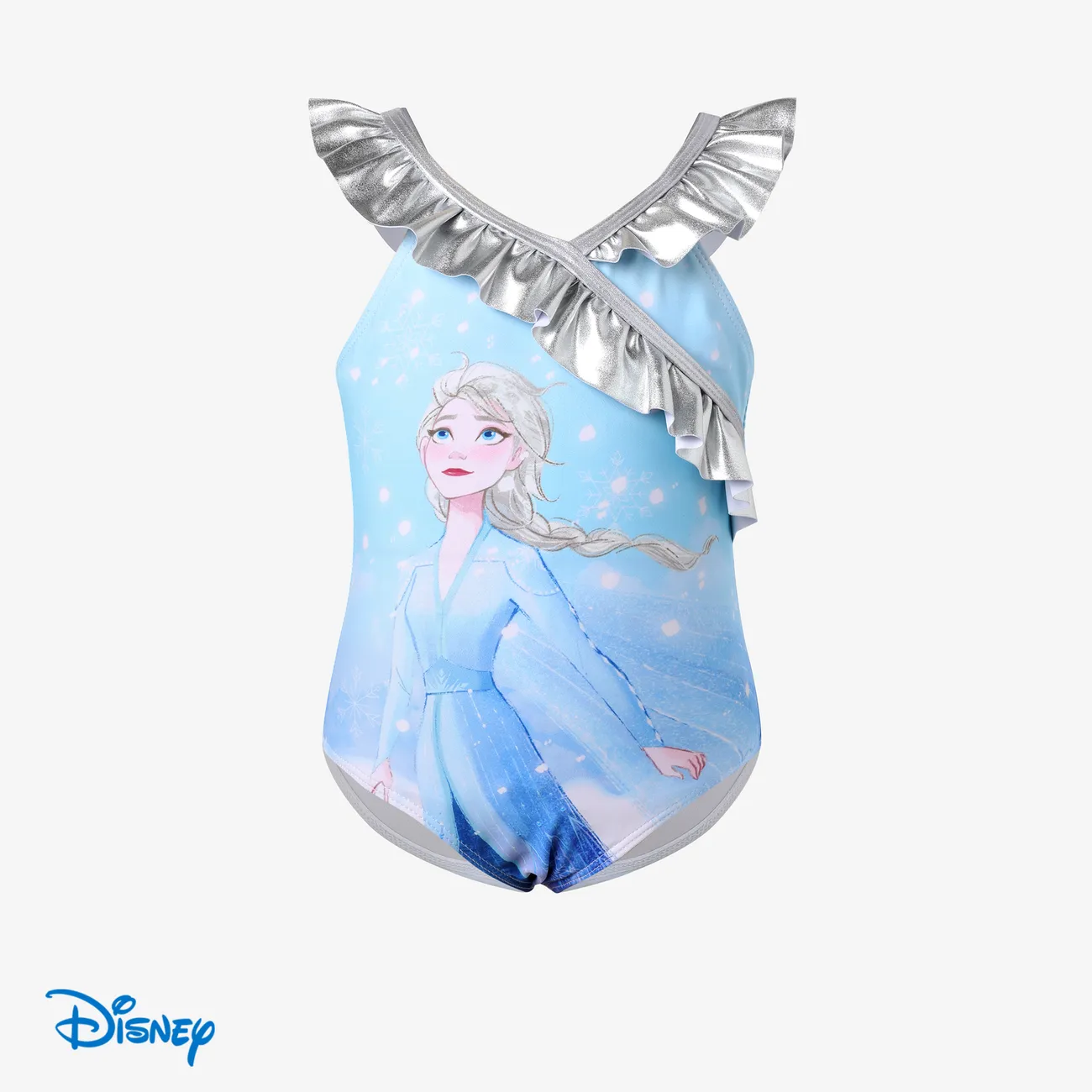 Disney Frozen Criança Menina Extremidades franzidas Bonito Fato de banho Azul big image 1