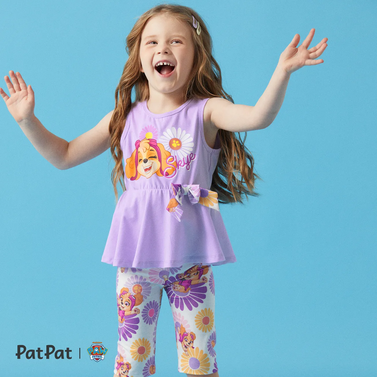 La Pat’ Patrouille 2 pièces Enfant en bas âge Fille Doux Chien ensembles de t-shirts Violet big image 1