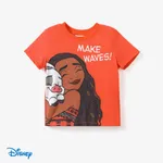 Disney Princess Moana/ Ariel/Belle 1pc Toddler Girls Naia™ Princess Slogan Character Print T-shirt Orange red