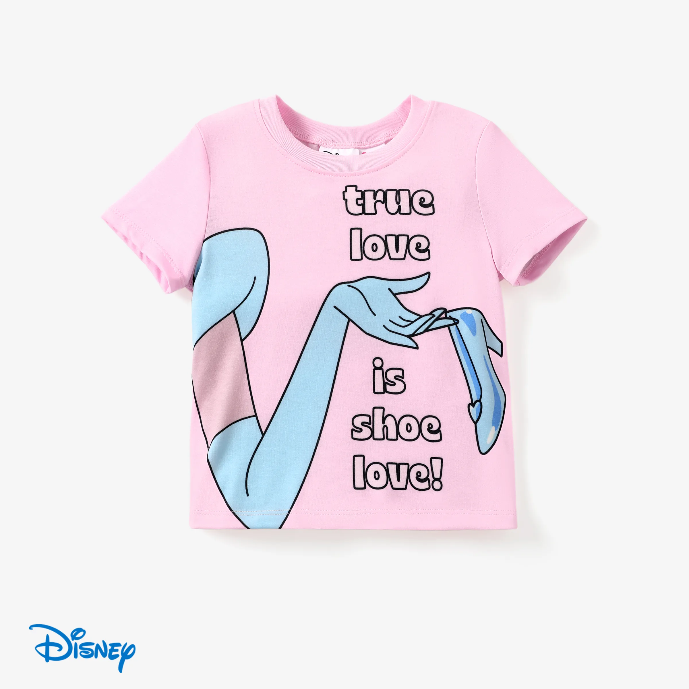 Disney Princess Moana/ Ariel/Belle 1pc Toddler Girls Naia™ Princess Slogan Character Print T-shirt Pink