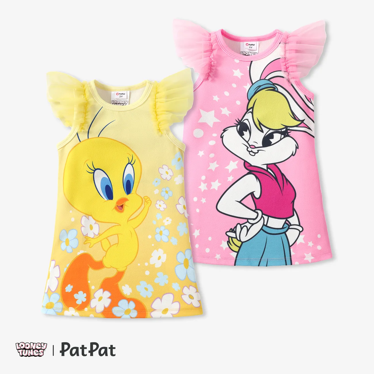 Looney Tunes 1pc Toddler Girls Character Ruffled Mesh-Sleeve Dress
 Pink big image 1