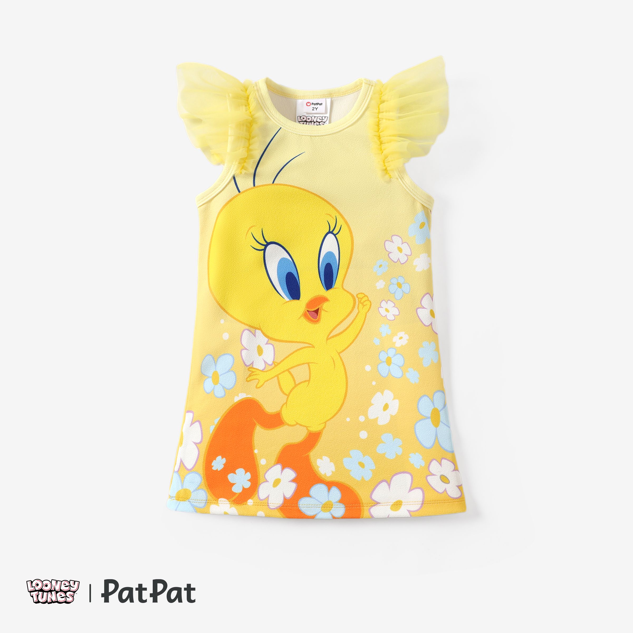 Looney Tunes 1pc Toddler Girls Character Ruffled Mesh-Sleeve Dress