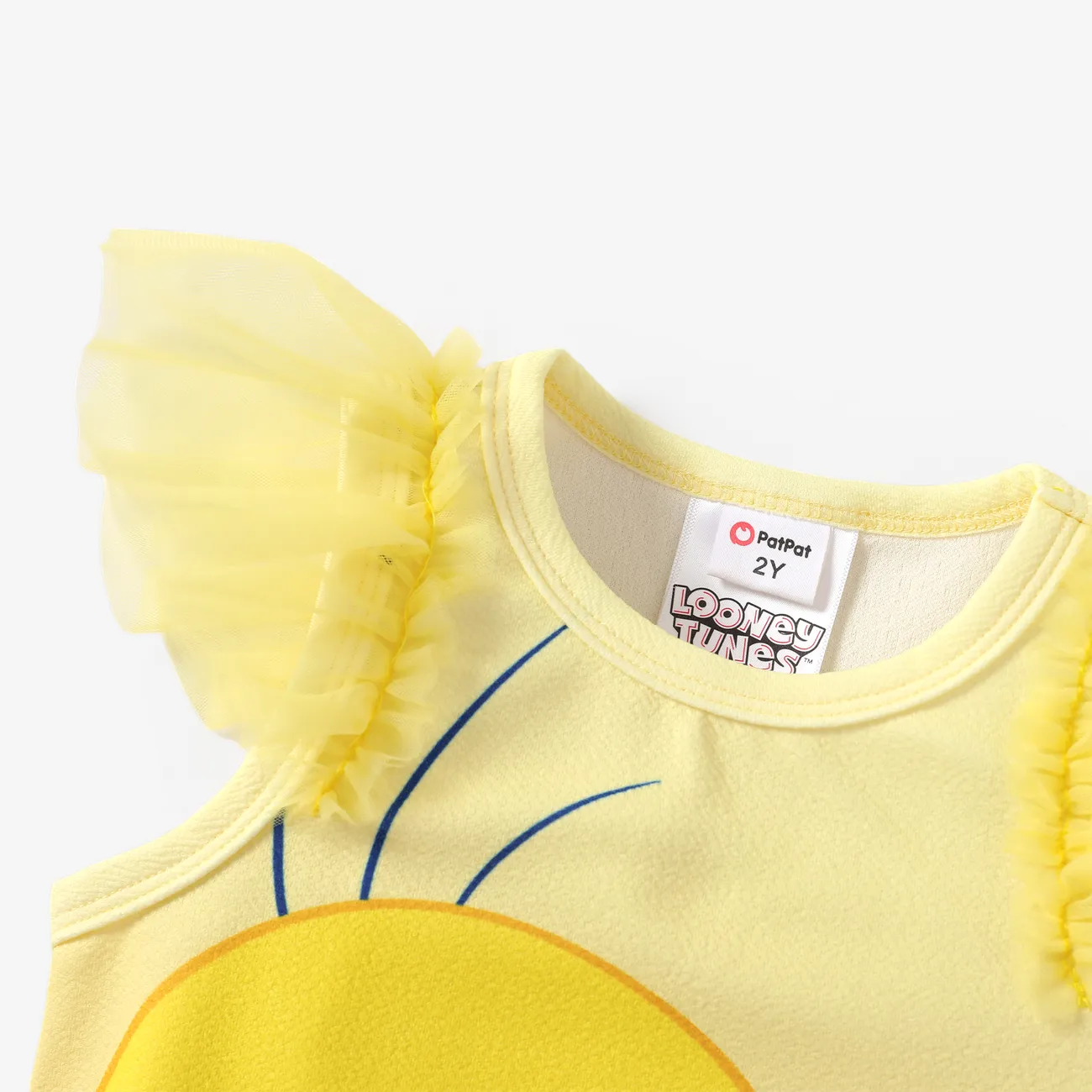 Looney Tunes 1pc Toddler Girls Character Ruffled Mesh-Sleeve Dress
 Yellow big image 1