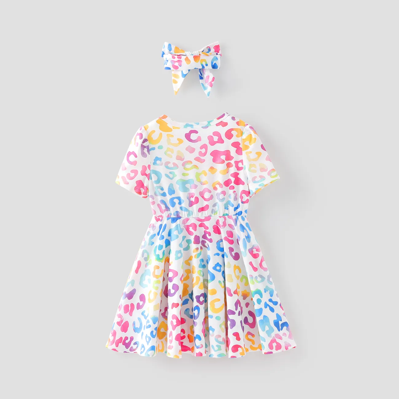 Toddler Girl 2pcs Leopard Print Pajama Dress with Headband Multicolour-1 big image 1