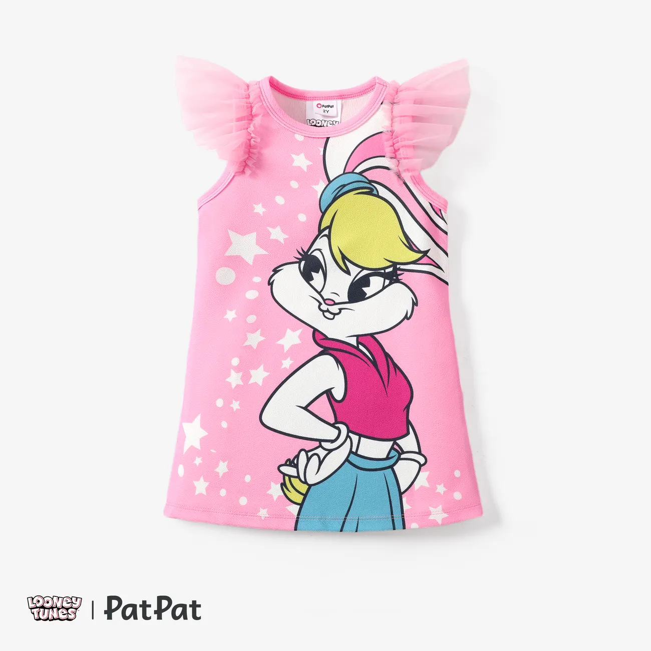 Looney Tunes 1pc Toddler Girls Character Ruffled Mesh-Sleeve Dress
 Pink big image 1