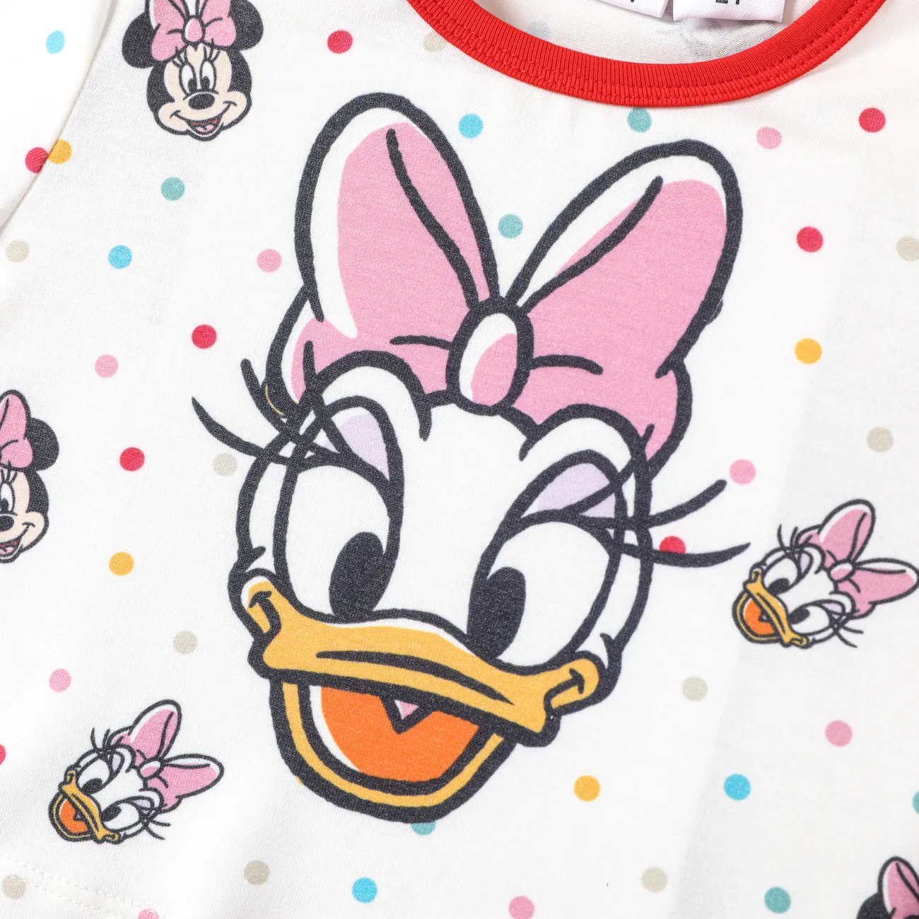 Disney Mickey and Friends 2 pcs Toddler Girls Naia™ Character Print Rainbow Top and Shorts Sporty Set REDWHITE big image 1