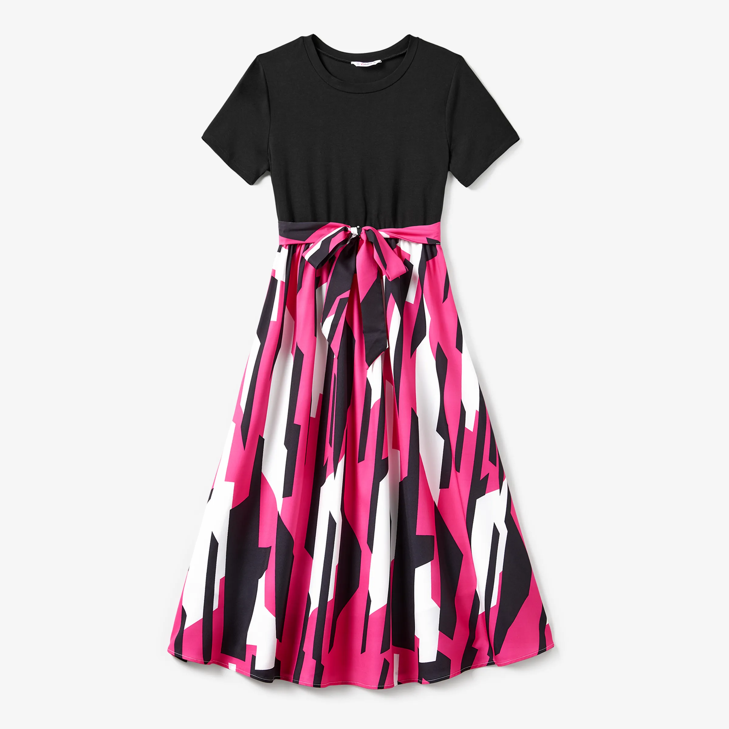 

Family Matching Color Block Tee and Geometric Pattern Dress Sets