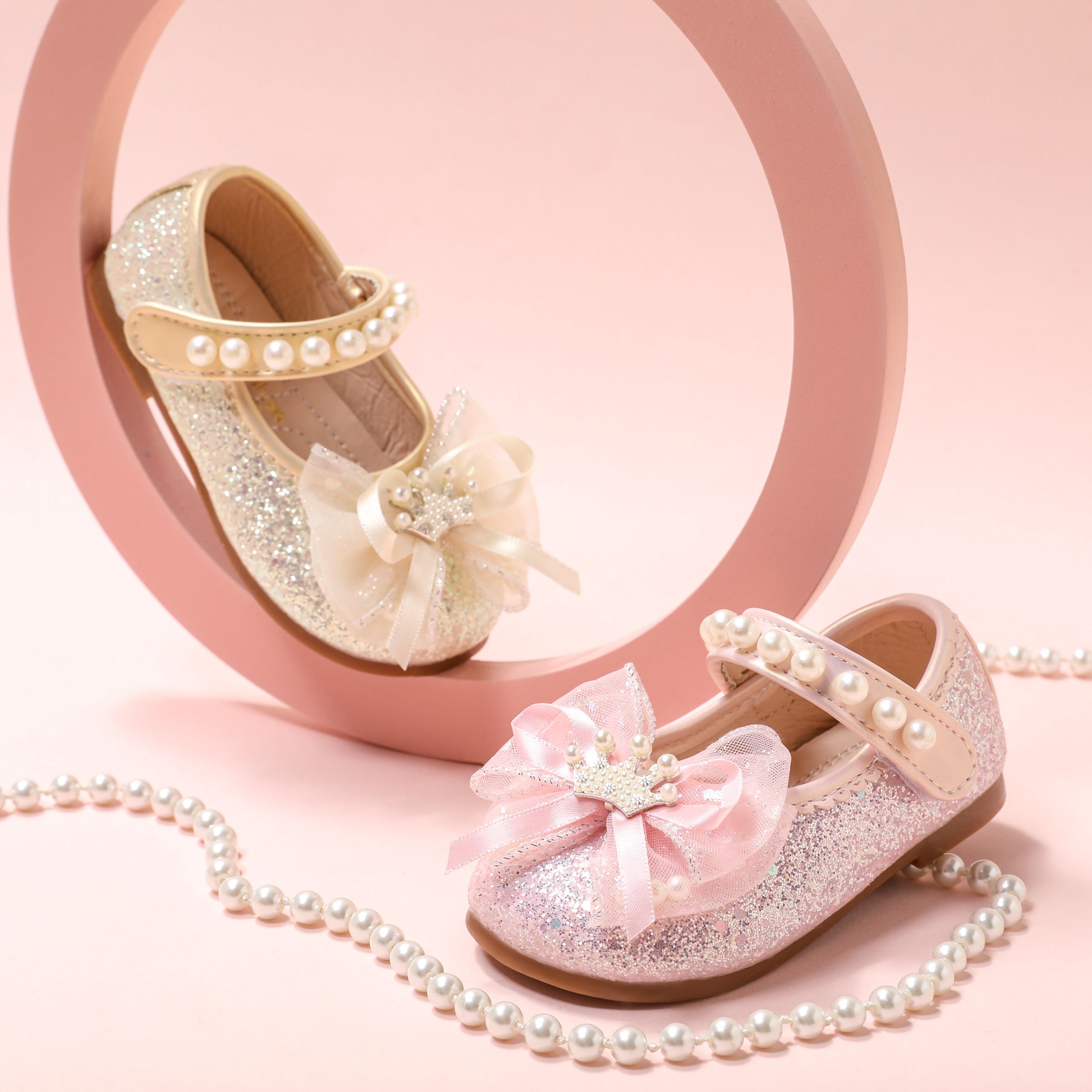 

Toddler/Kids Girl Sweet 3D Bow-tie Sequin Leather Shoes