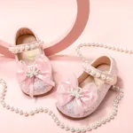 Toddler/Kids Girl Sweet 3D Bow-tie Sequin Leather Shoes Pink