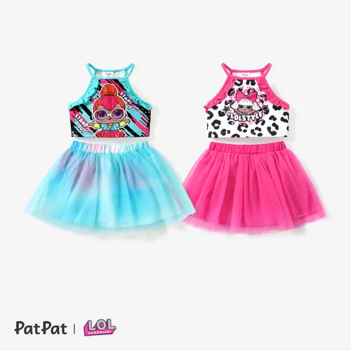 LOL Surprise 2pcs Toddler Girls Character Print Top with Mesh Skirt Set

