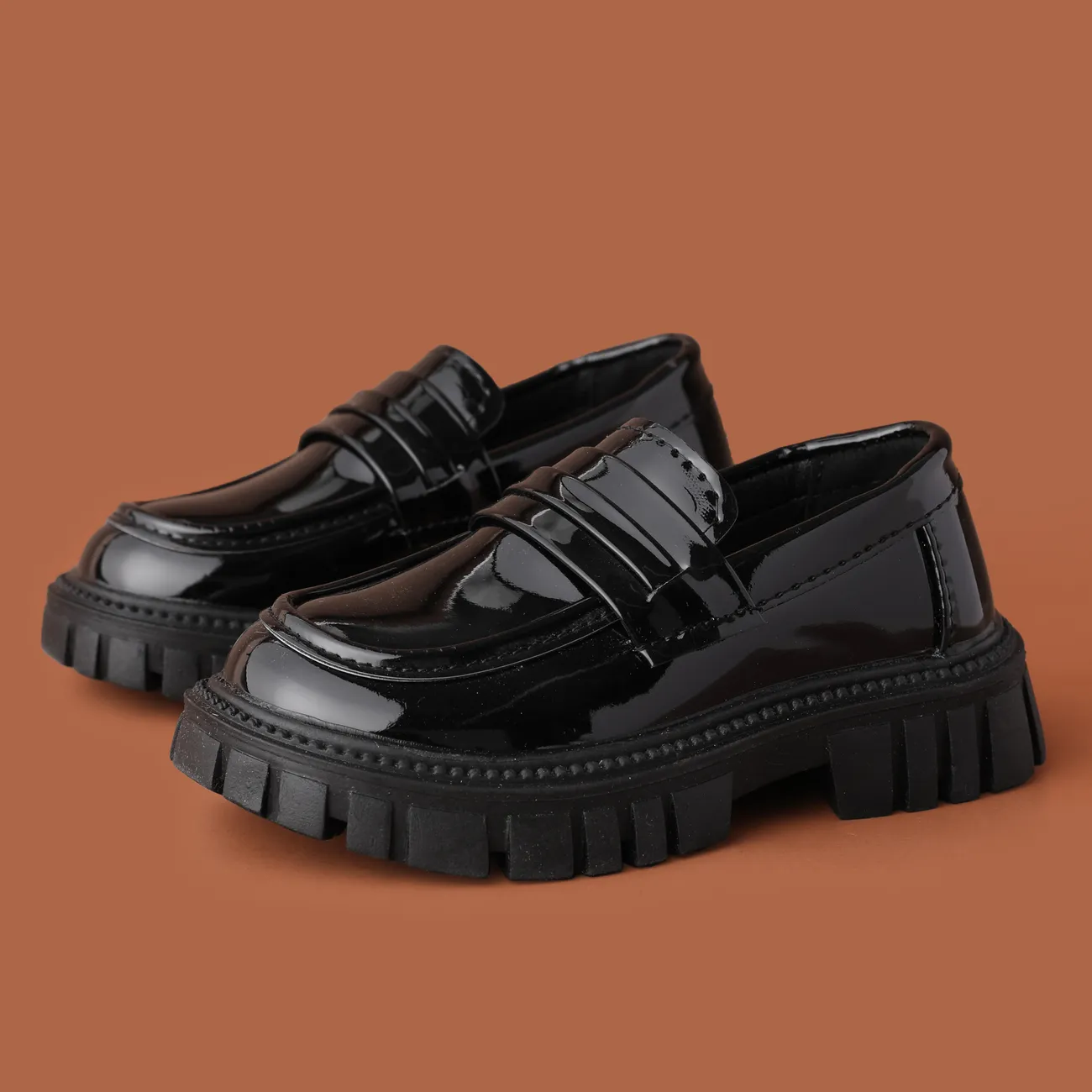 Toddler/Kids Girl Casual Solid Slip-on Leather Shoes Black big image 1