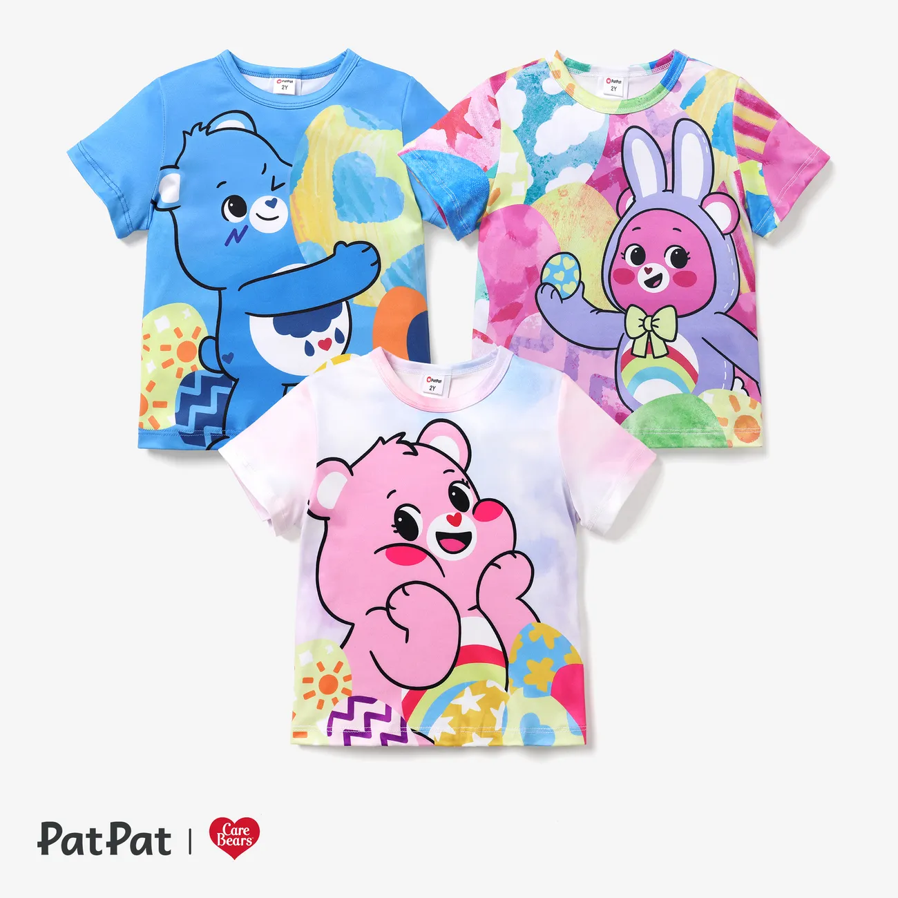 Care Bears Toddler Girl/Boy Easter Egg Colorful Print T-Shirt Pink big image 1