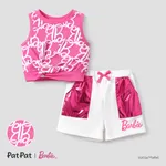 Barbie 2pcs Toddler/Kids Girls Waist-twist/cutout Tank Top with Pocket Shorts Set
 Roseo