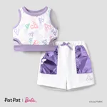 Barbie 2pcs Toddler/Kids Girls Waist-twist/cutout Tank Top with Pocket Shorts Set
 Purple