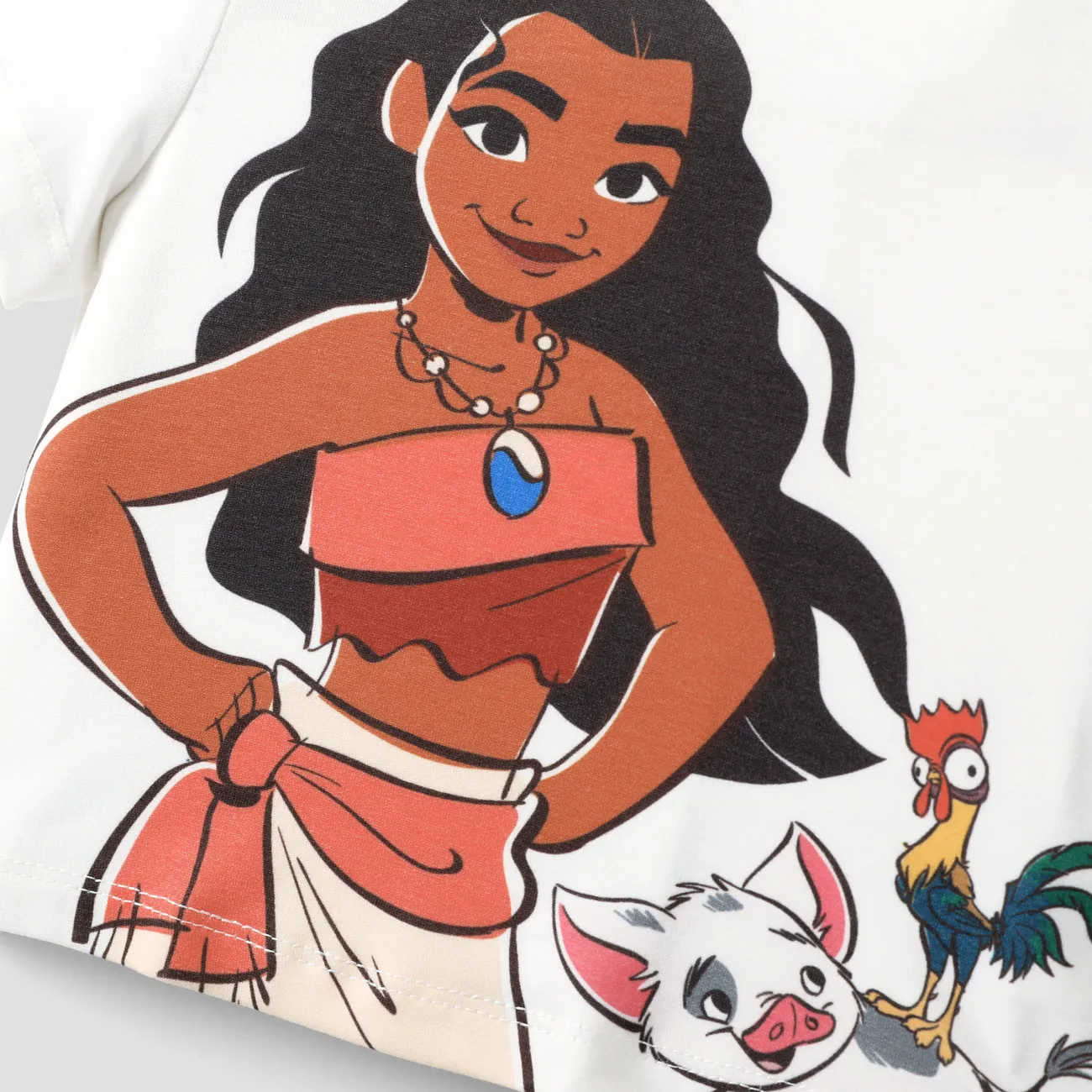 Disney Princess Moana/Ariel 2pcs Toddler Girls Naia™ Character Print T-shirt with Pattern All-over with Ruffled Skirt Set White big image 1