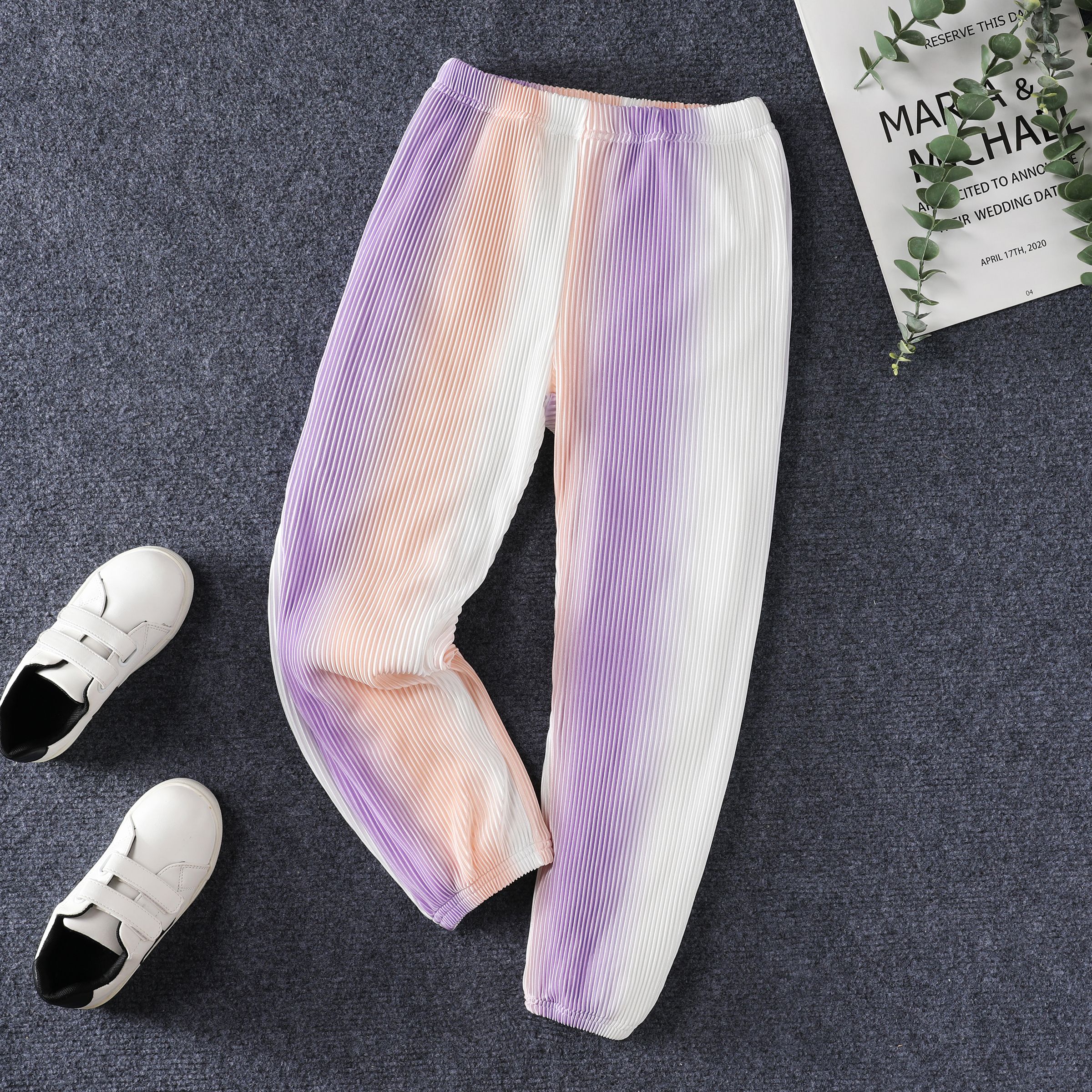 

Kid Girl's Pleated Cool and Breathable Sweatpants