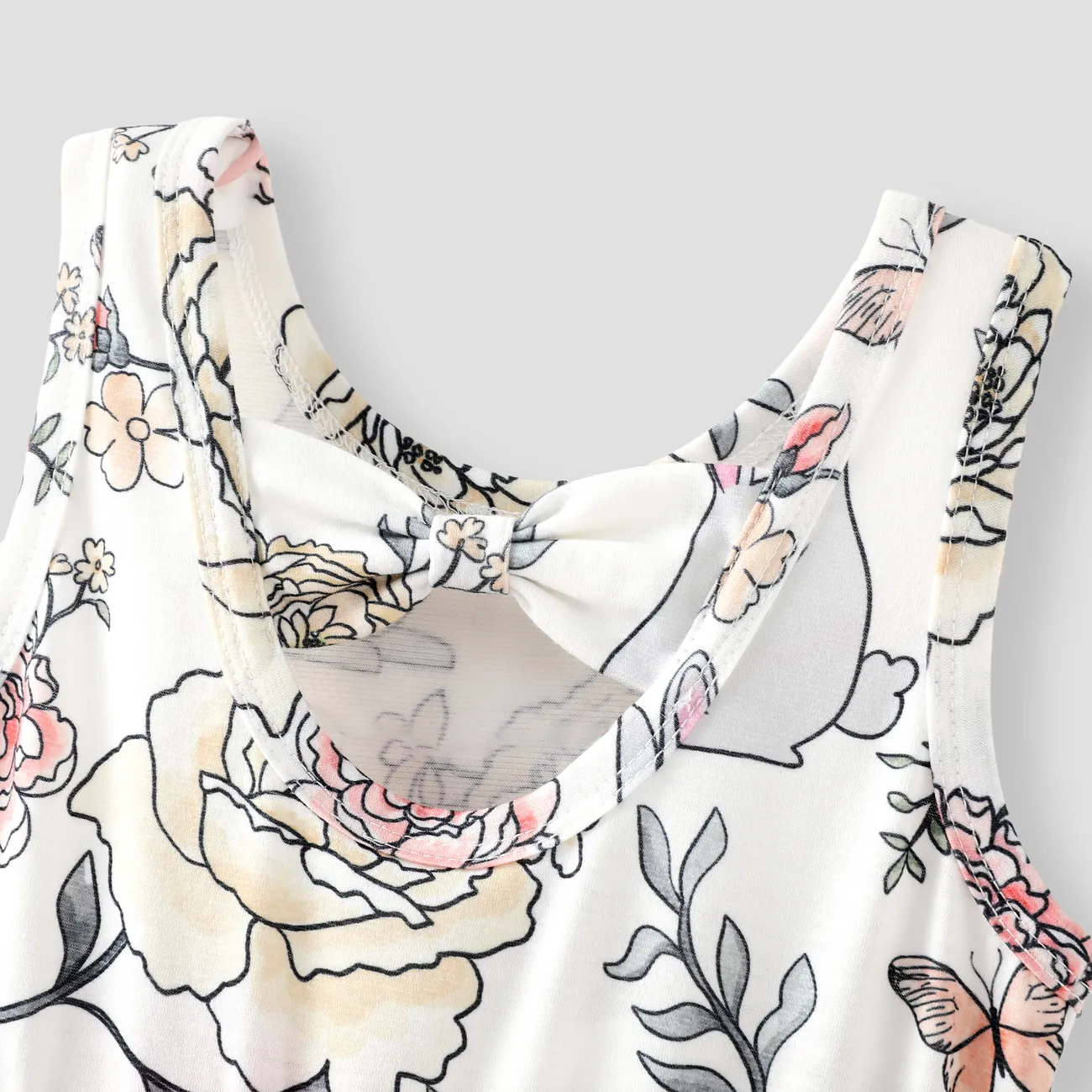 فتاة صغيرة 2 قطع الأزهار طباعة بيجامة اللباس مع عقال متعدد الألوان big image 1