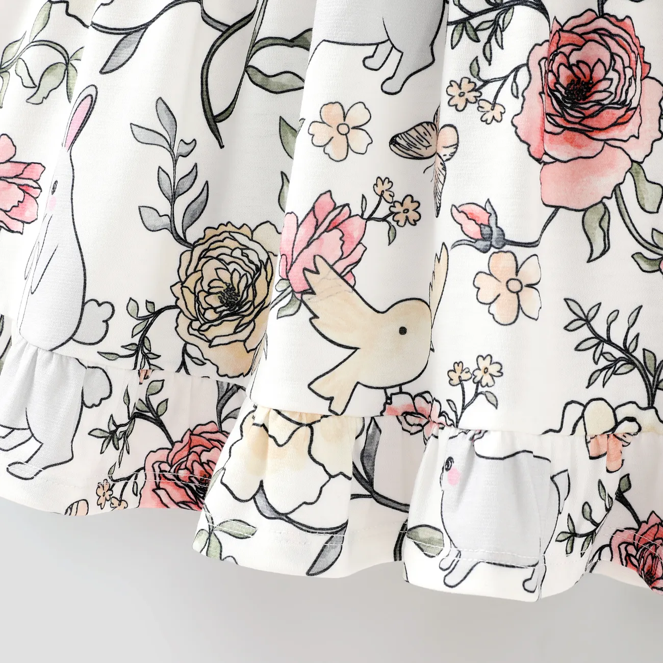 فتاة صغيرة 2 قطع الأزهار طباعة بيجامة اللباس مع عقال متعدد الألوان big image 1