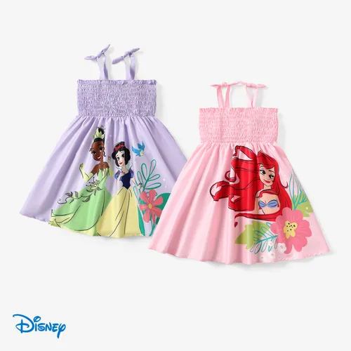 Princesa Disney Niña Pequeña Personaje Estampado Vestido Smocking
