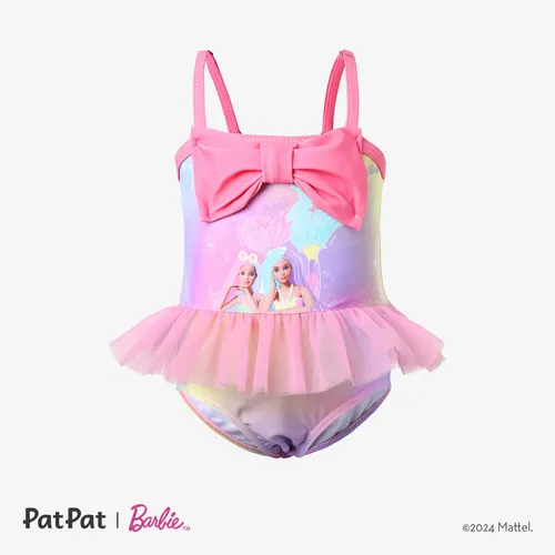 Barbie 1pc Baby/Toddler Girls Rainbow Bowknot Mesh Swimsuit

