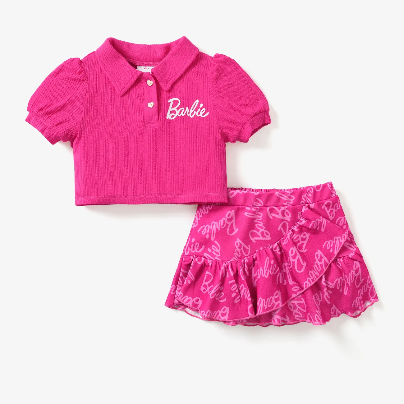 Barbie 母親節 2件 IP 女 泡泡袖 甜美 套裝裙 玫瑰 big image 1