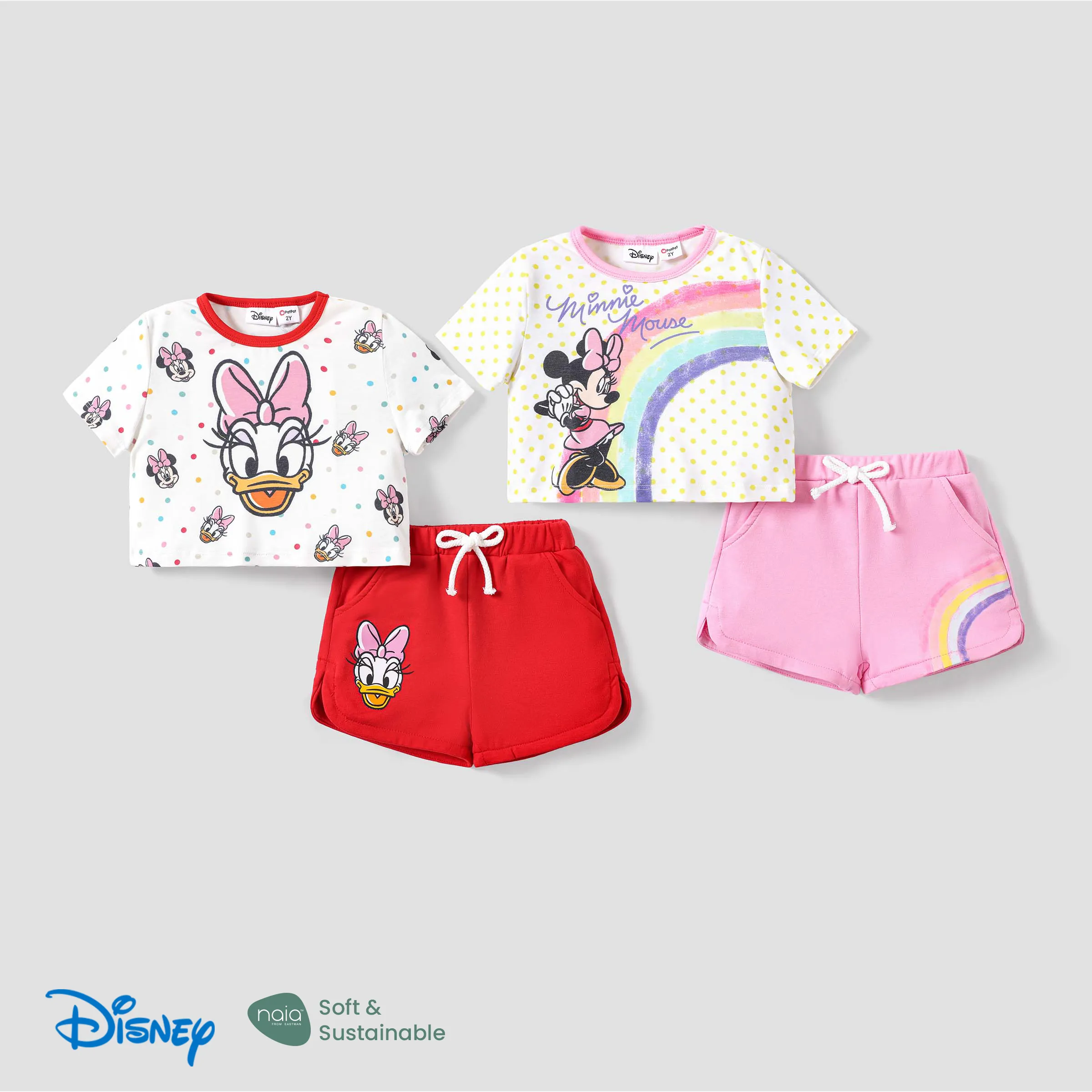 

Disney Mickey and Friends 2 pcs Toddler Girls Naia™ Character Print Rainbow Top and Shorts Sporty Set