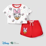 Disney Mickey and Friends 2 pcs Toddler Girls Naia™ Character Print Rainbow Top and Shorts Sporty Set REDWHITE