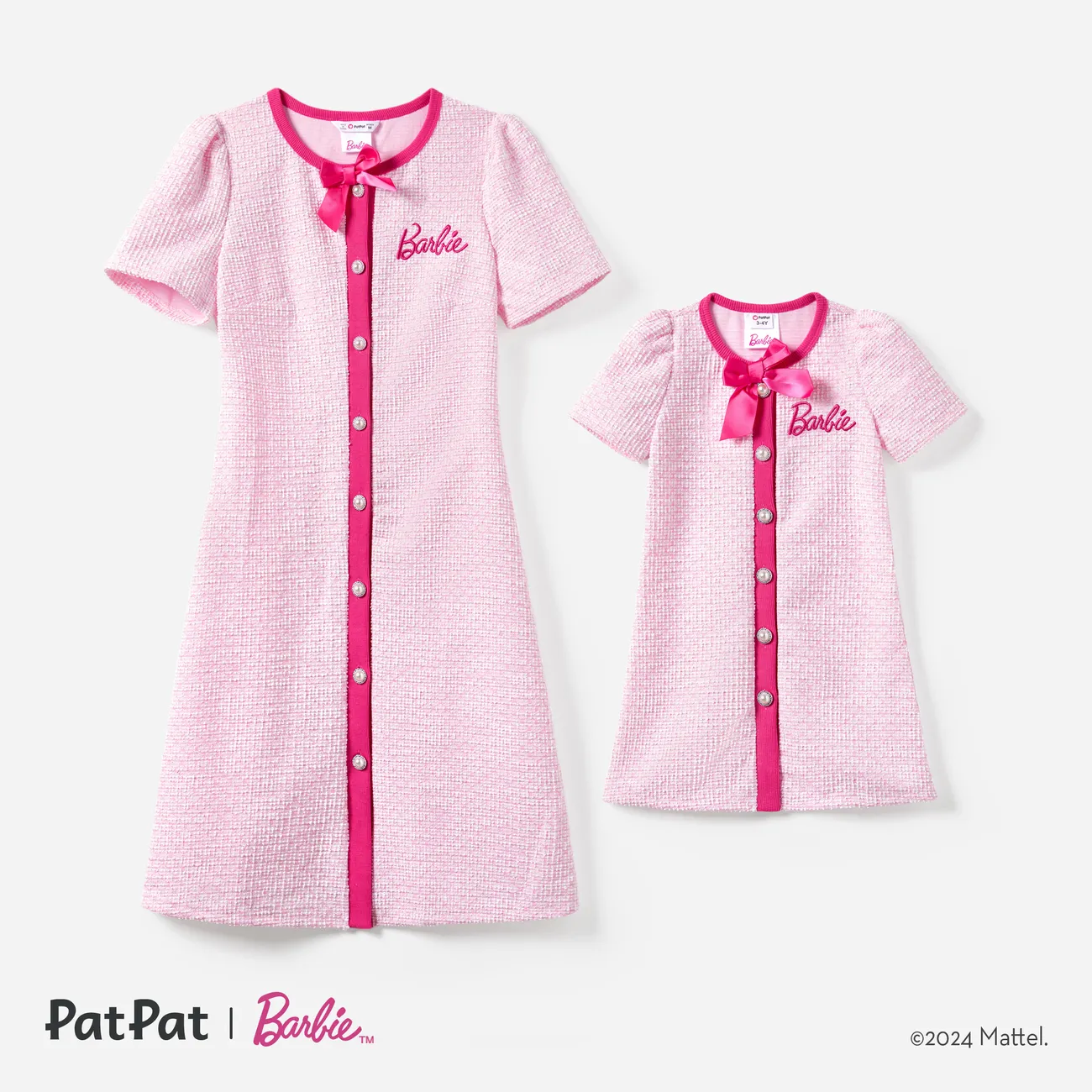 Barbie 母親節 短袖 連衣裙 媽咪寶寶裝 粉色 big image 1
